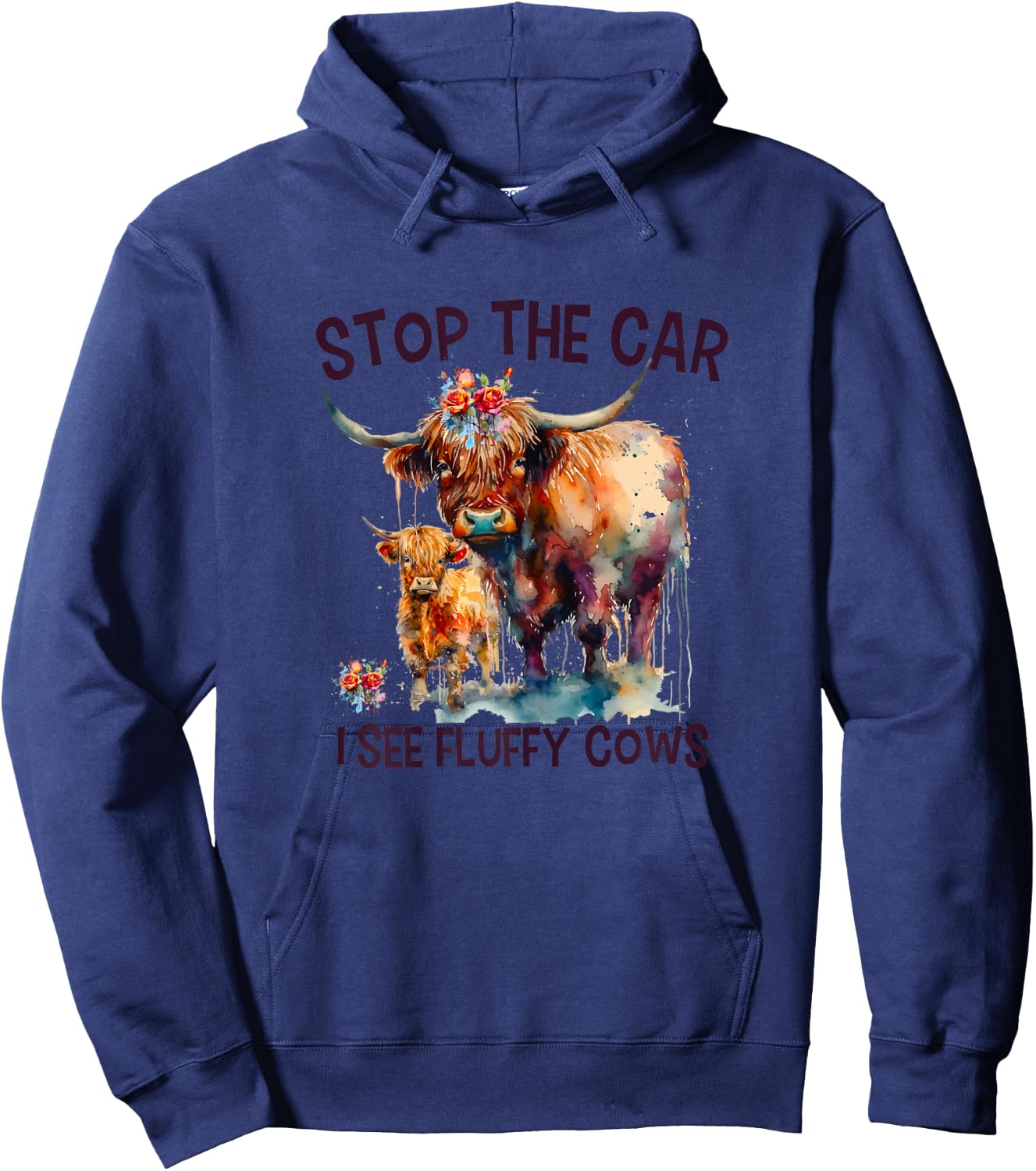 Stop The Car I See Fluffy Cows Highland Cow Breeder Hoodie - Hoodie | Navy