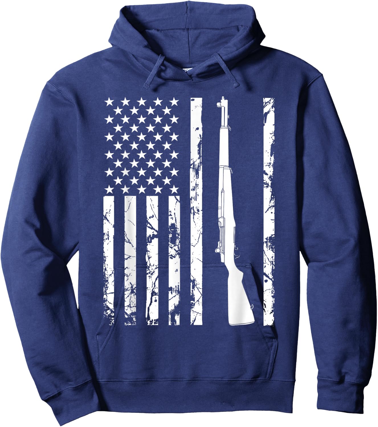 M1 Garand Rifle USA American Flag Hoodie - Hoodie | Navy