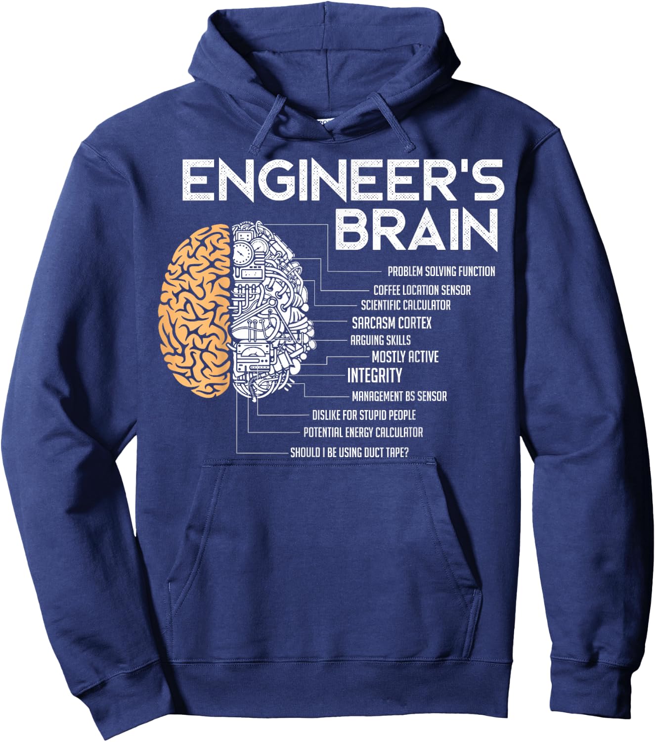 Engineer - Engineers Brain - Funny Engineering Hoodie - Hoodie | Navy