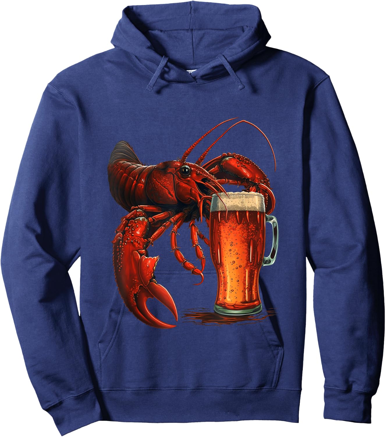 Funny Lobster Drinking Beer Beach Vacation Summer Women Men Hoodie - Hoodie | Navy