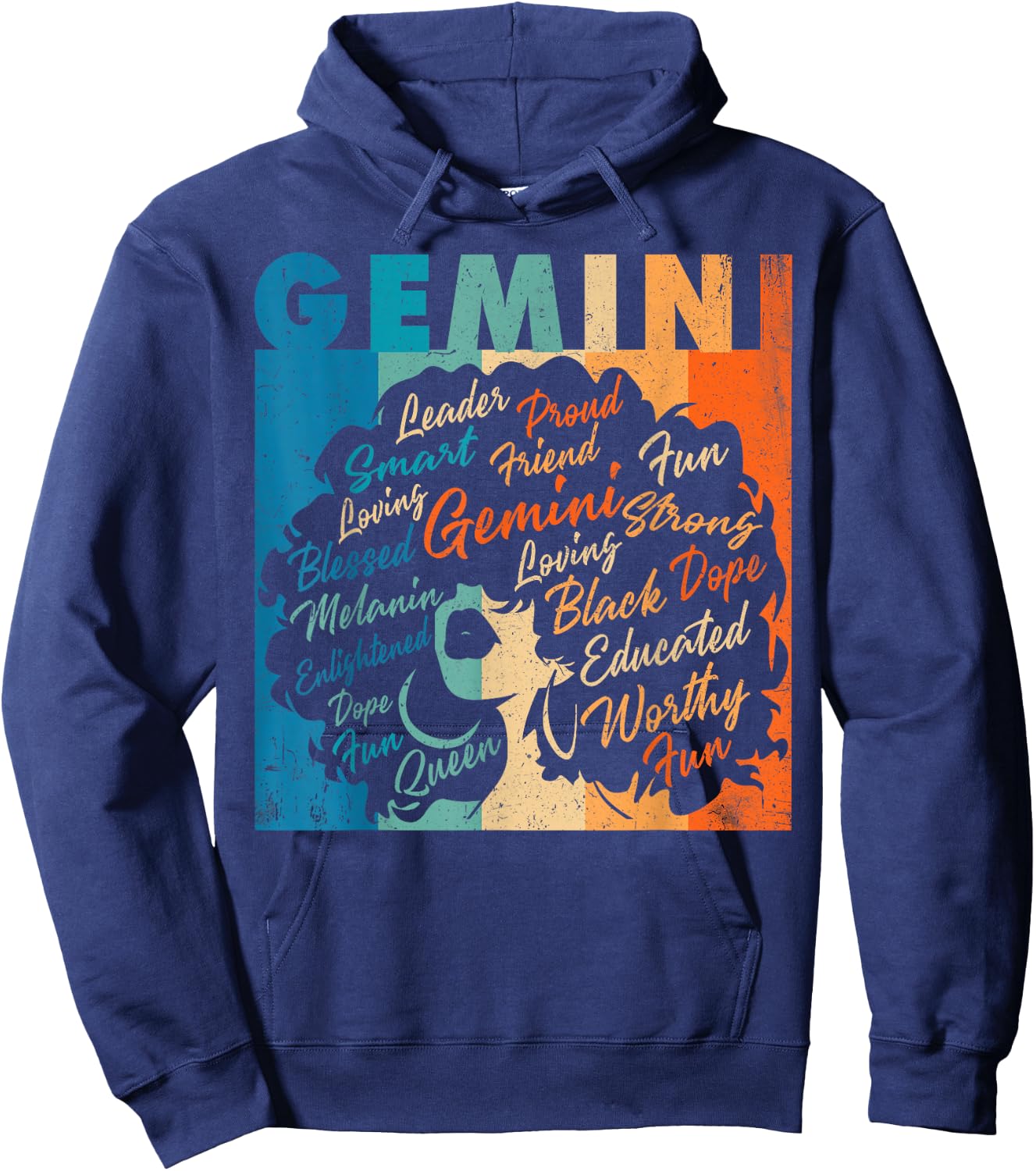African American Women Zodiac Birthday Gemini Girl Hoodie - Hoodie | Navy