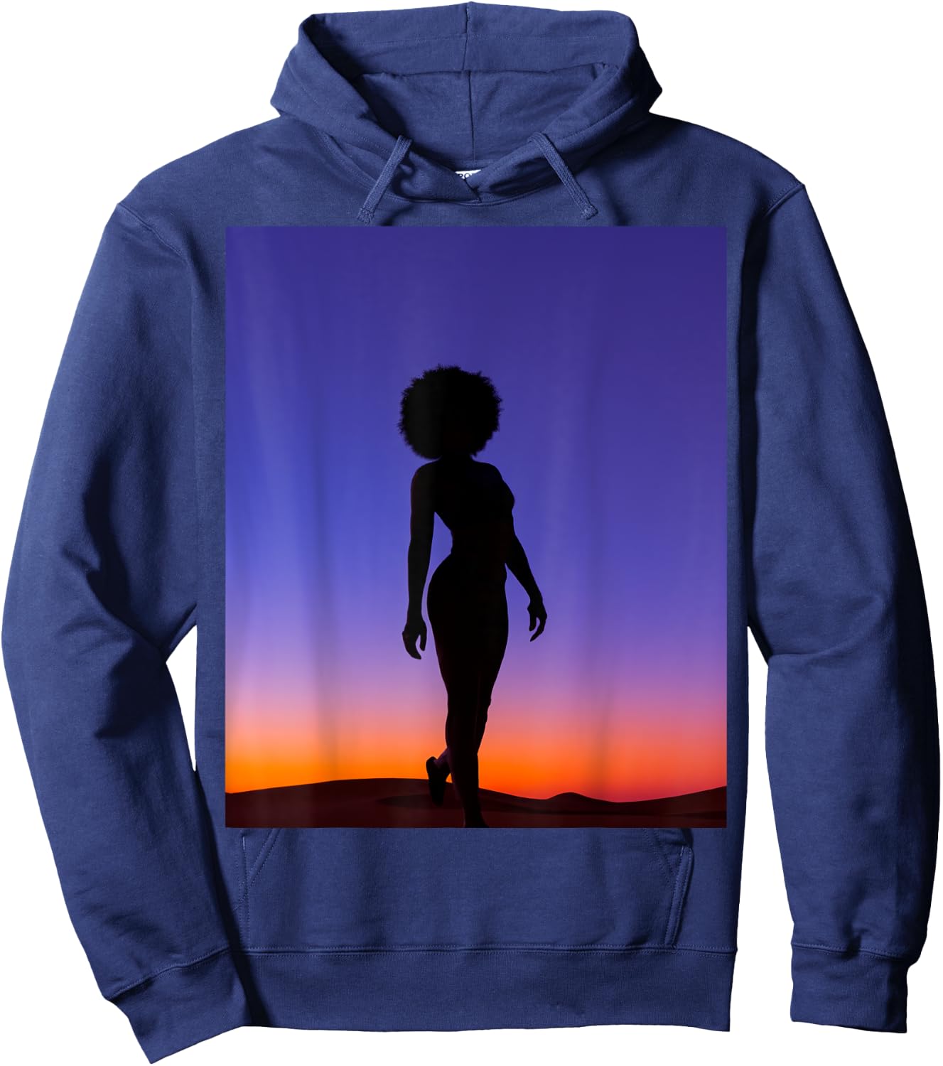 Mysterious Mirage: Silhouetted Sojourn in a Desert Night Hoodie - Hoodie | Navy