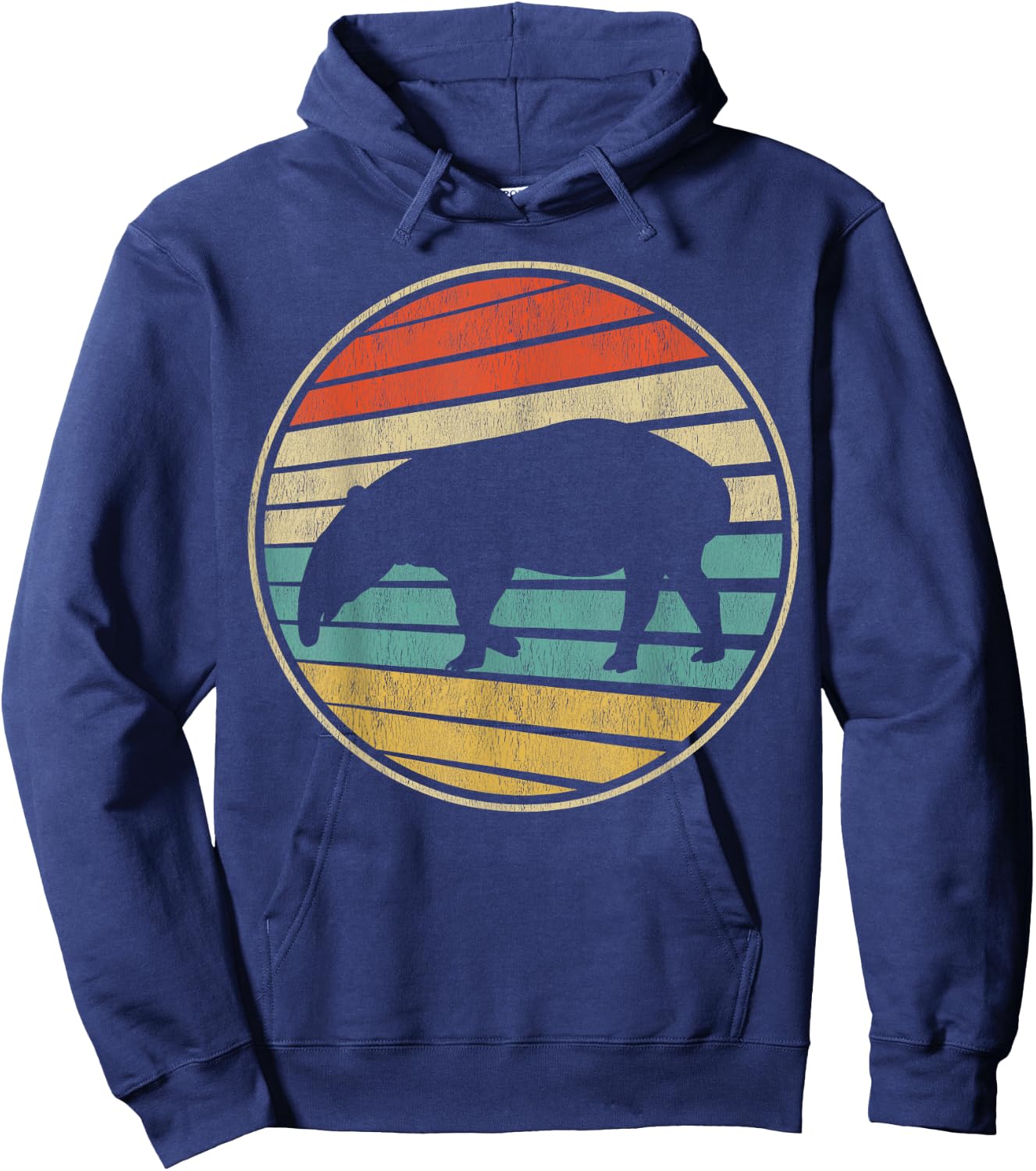 Cute Tapir Gift Retro Vintage 70s 80s Tapir Animal Lover Fun Hoodie - Hoodie | Navy