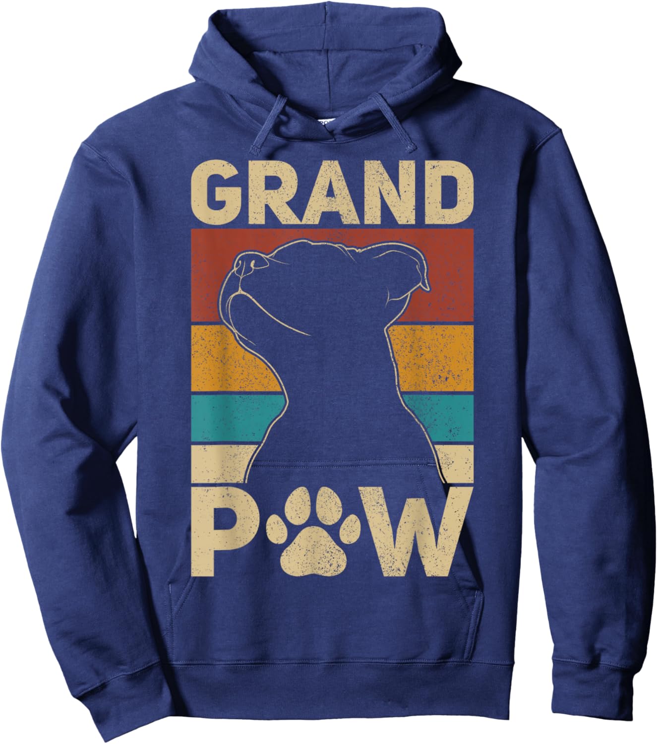 Grandpaw Dog Grandpa Funny Dog Lover Grandfather Men Pitbull Hoodie - Hoodie | Navy