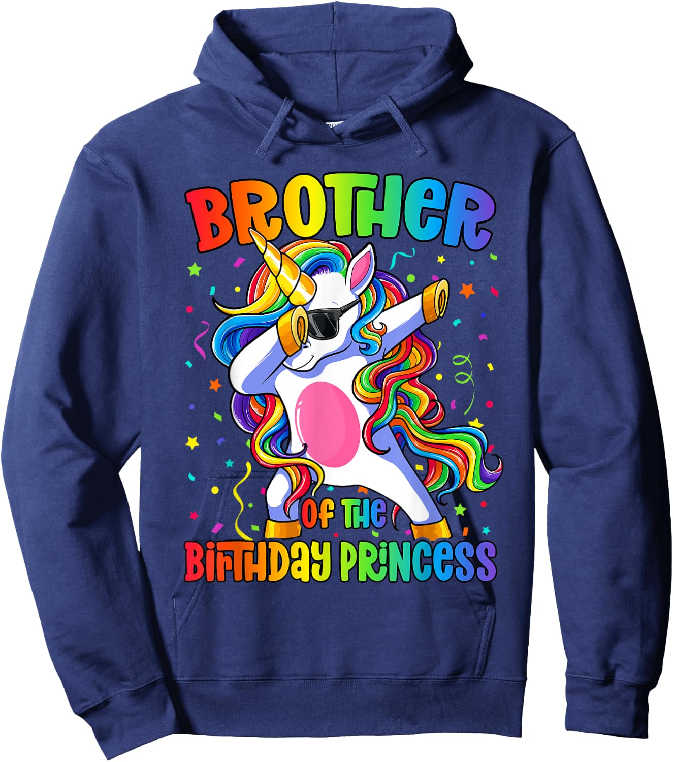 Brother of the Birthday Princess Shirt Boy Dab Unicorn Hoodie - Hoodie | Navy
