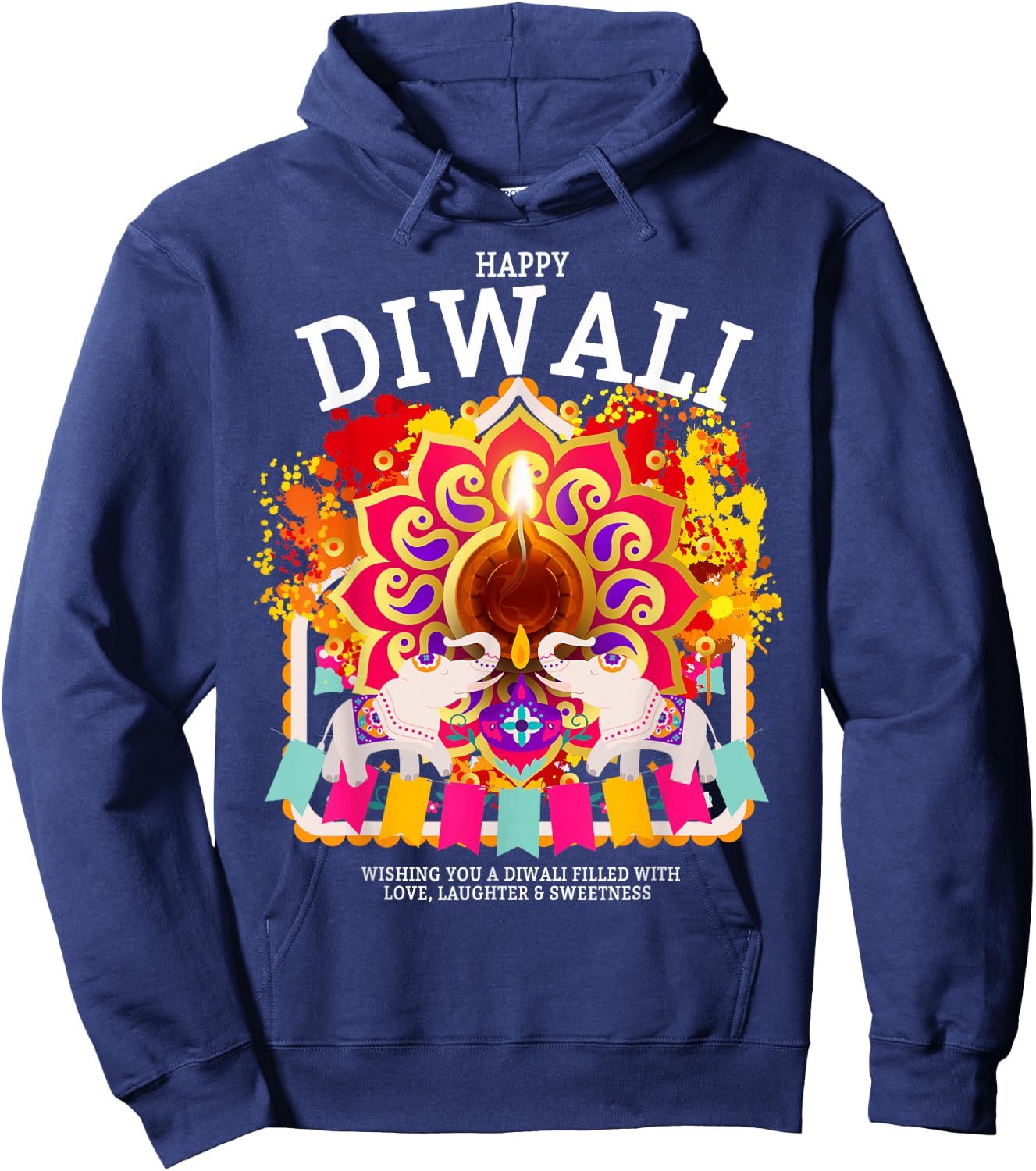 Happy Diwali Outfit Idea For Kids & Hindu Festival Diwali Hoodie - Hoodie | Navy