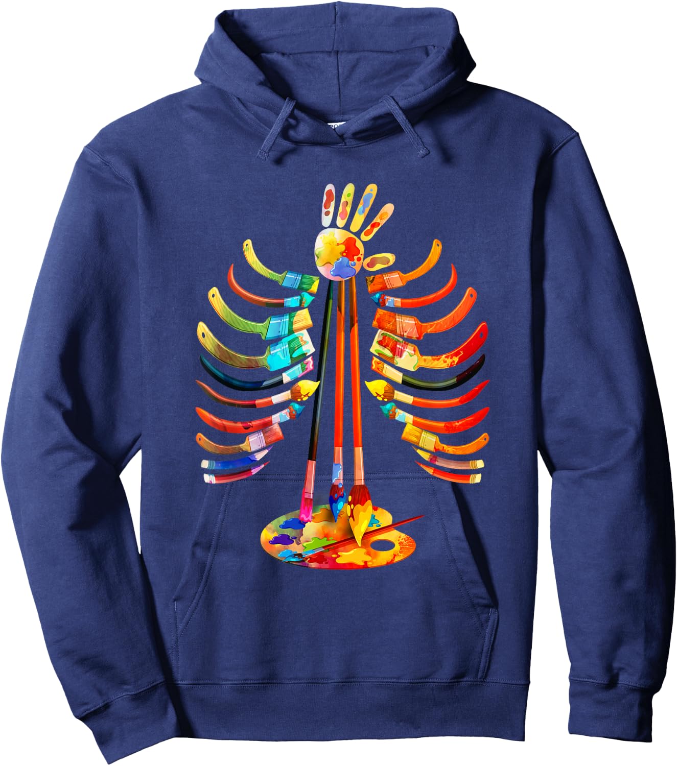 Halloween Art Teacher Bone Graphic Colorful Artist Halloween Hoodie - Hoodie | Navy