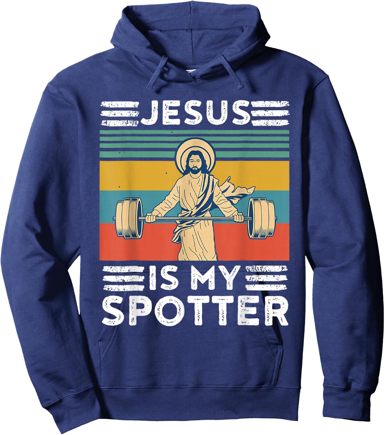 Christian Athlete Apparel Workout Gym Jesus Is My Spotter Hoodie - Hoodie | Navy