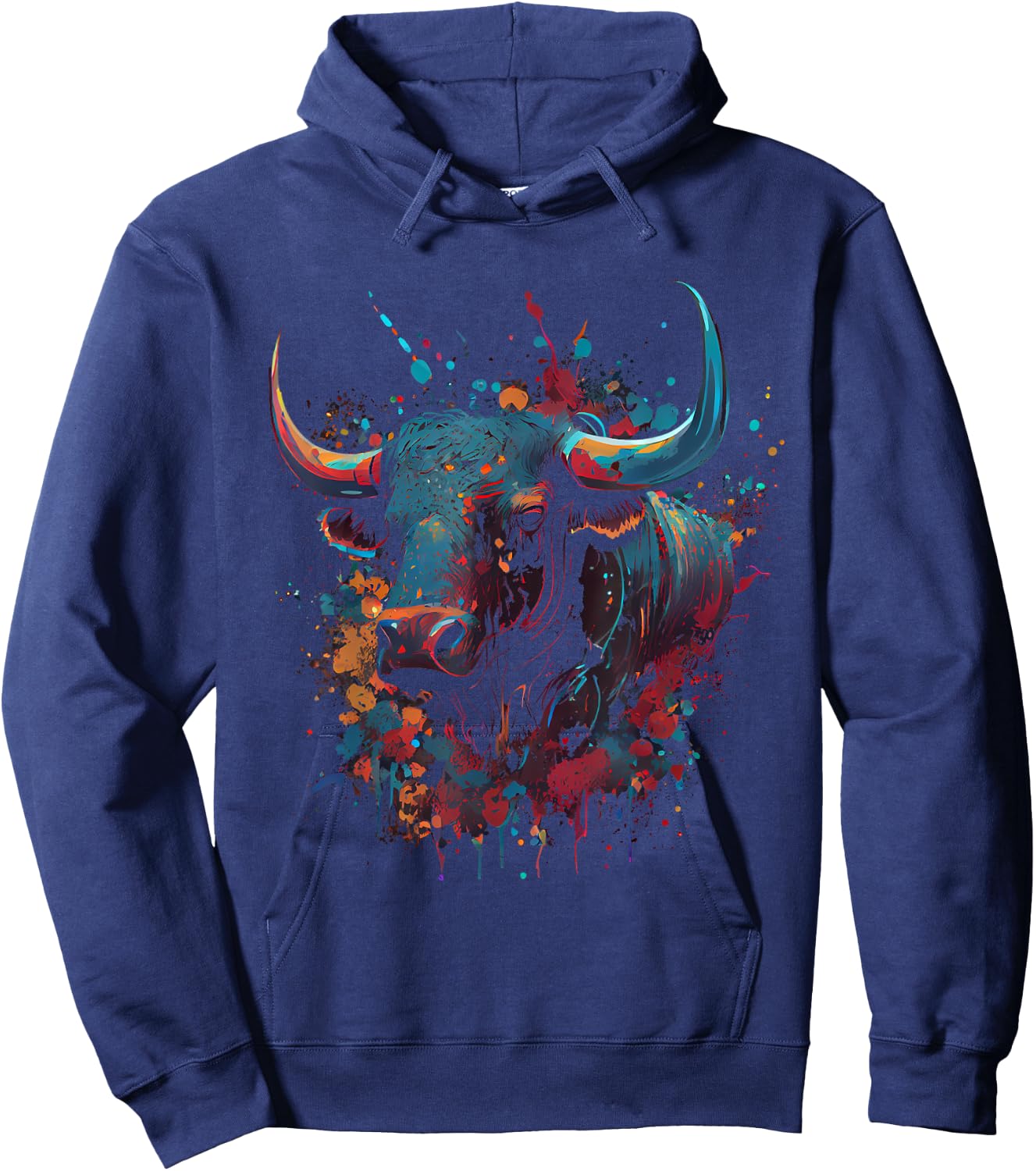 Bull Colorful Bull Riding Meat Favorite Animal Bull Hoodie - Hoodie | Navy