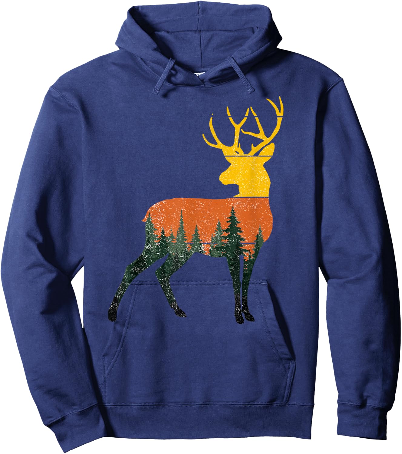 Buck Deer Outdoor Forest Nature Wildlife Animal Vintage Hoodie - Hoodie | Navy