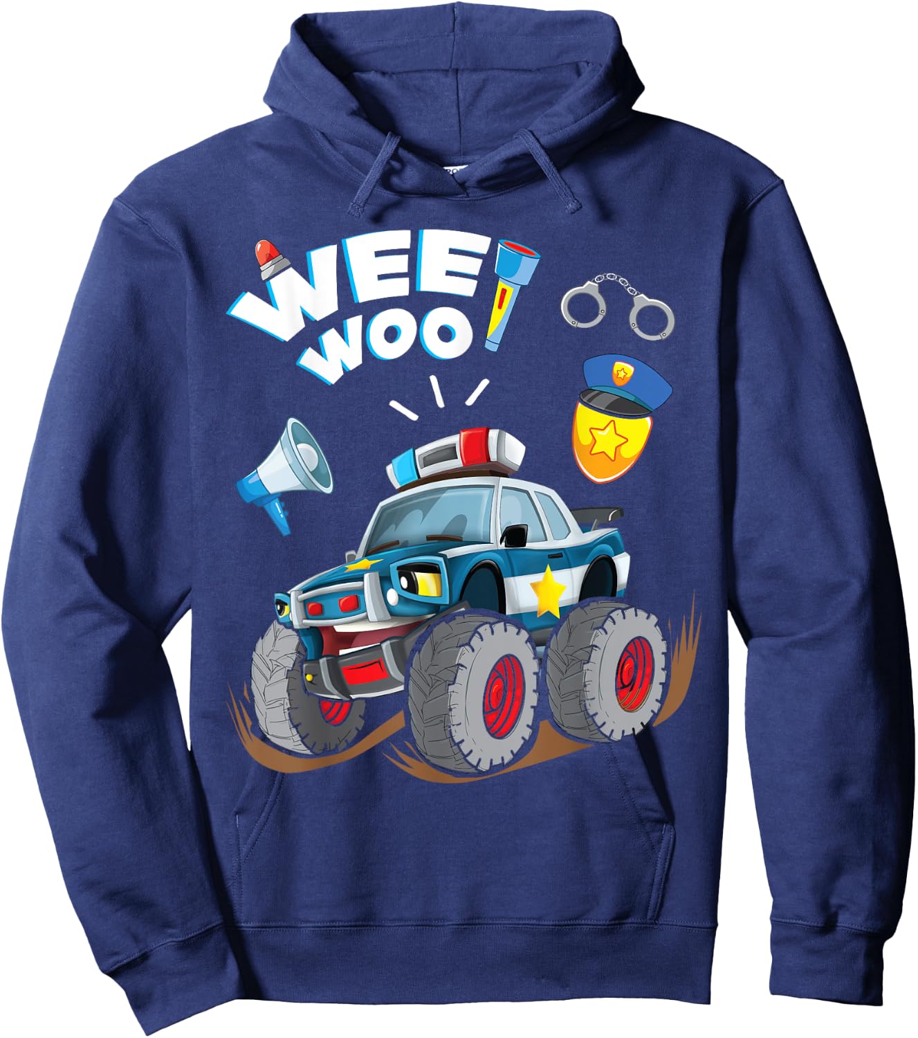 Funny Monster Truck Police Car Boy Wee Woo Cop Policeman Hoodie - Hoodie | Navy