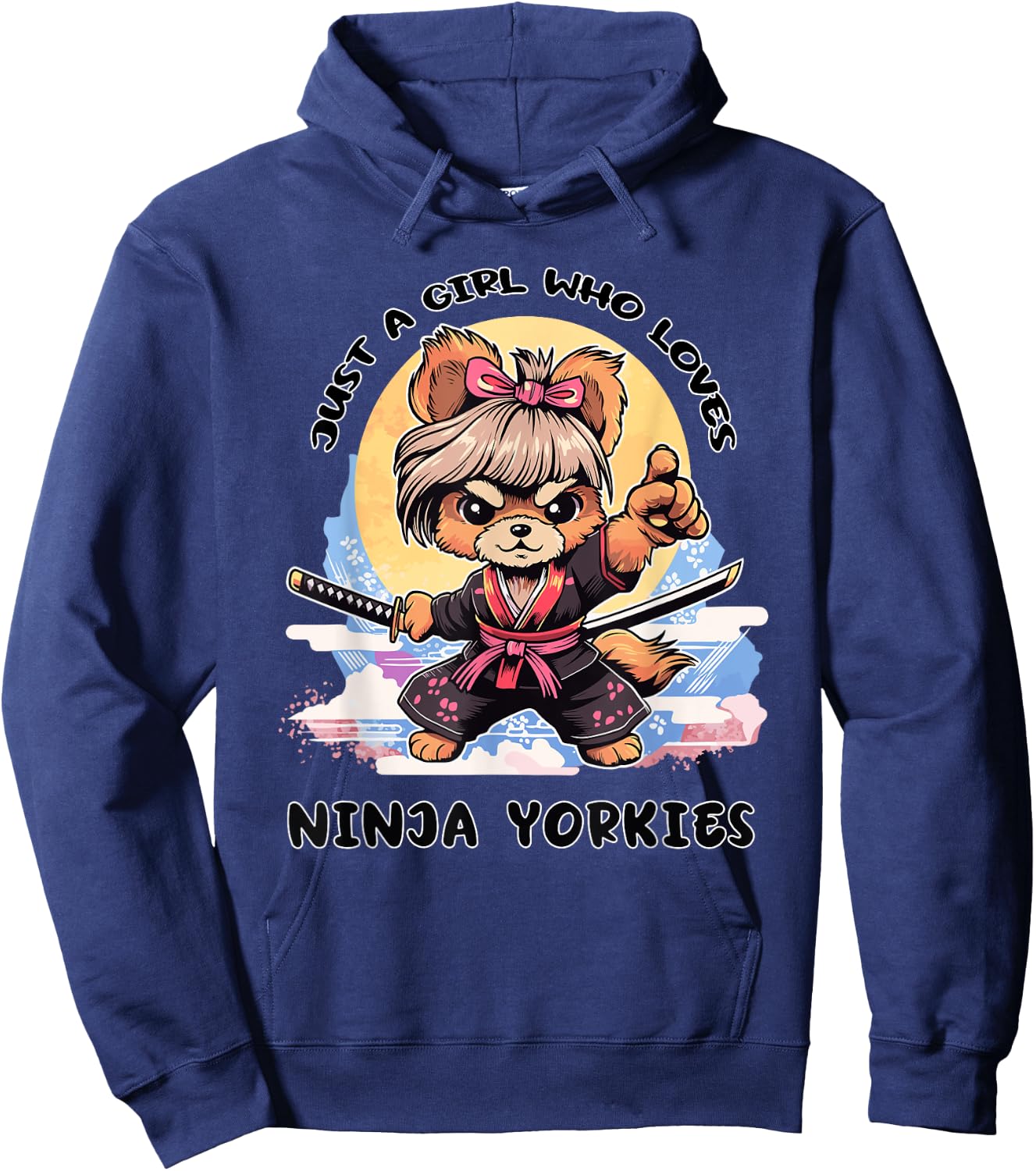 Just a Girl Who Loves Ninja Yorkies Hoodie - Hoodie | Navy