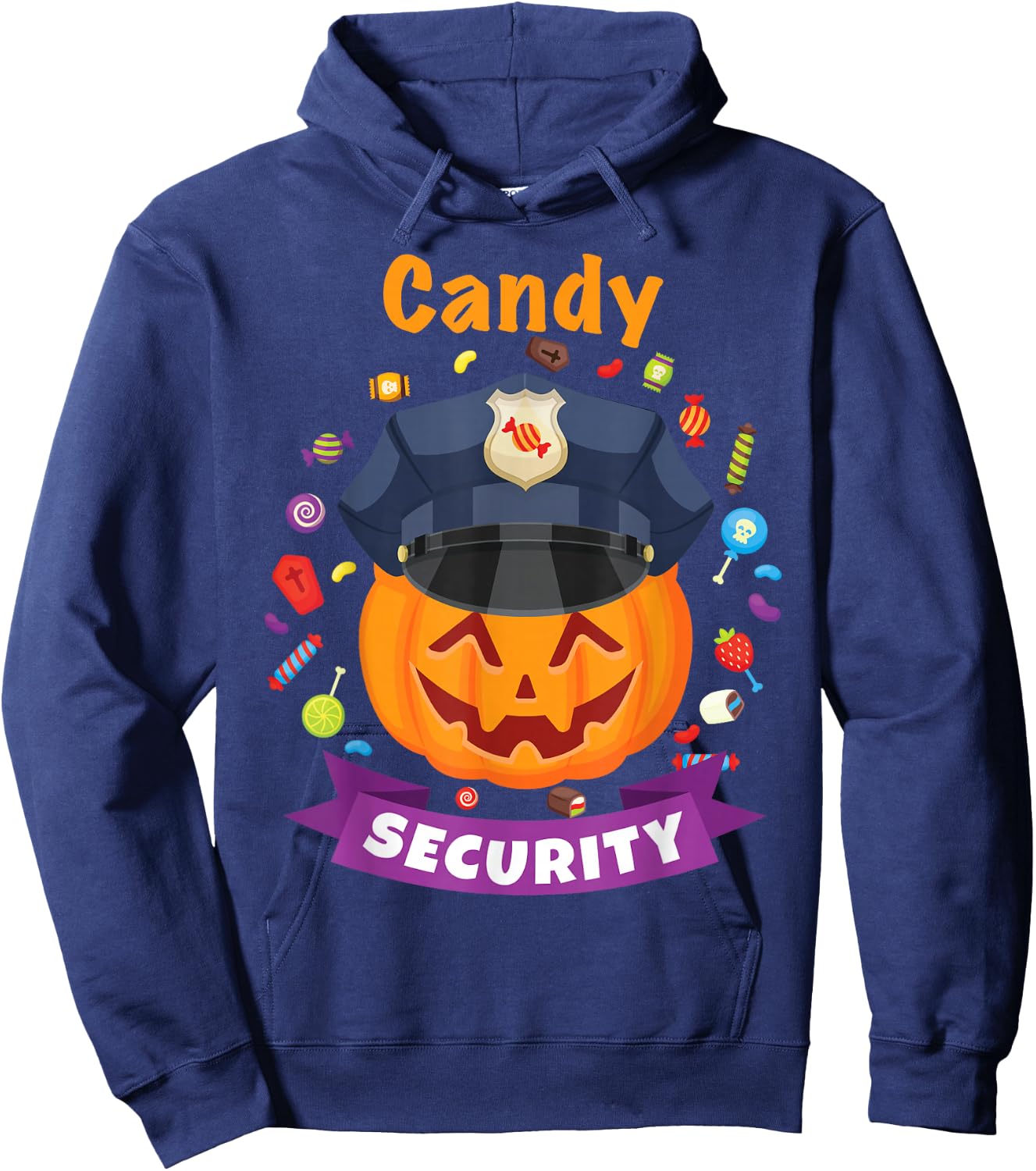 Candy Security Halloween Party Costume Police Funny Hoodie - Hoodie | Navy