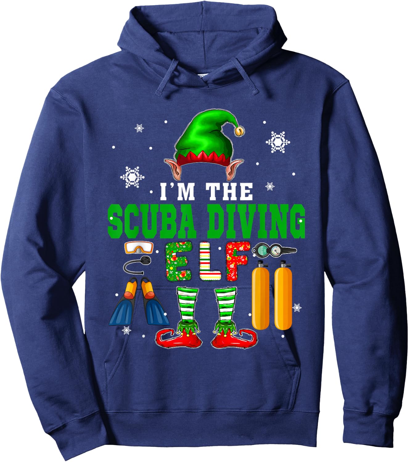 I'm The Scuba Diving Elf Christmas Elf Shoes Hat Costume Hoodie - Hoodie | Navy