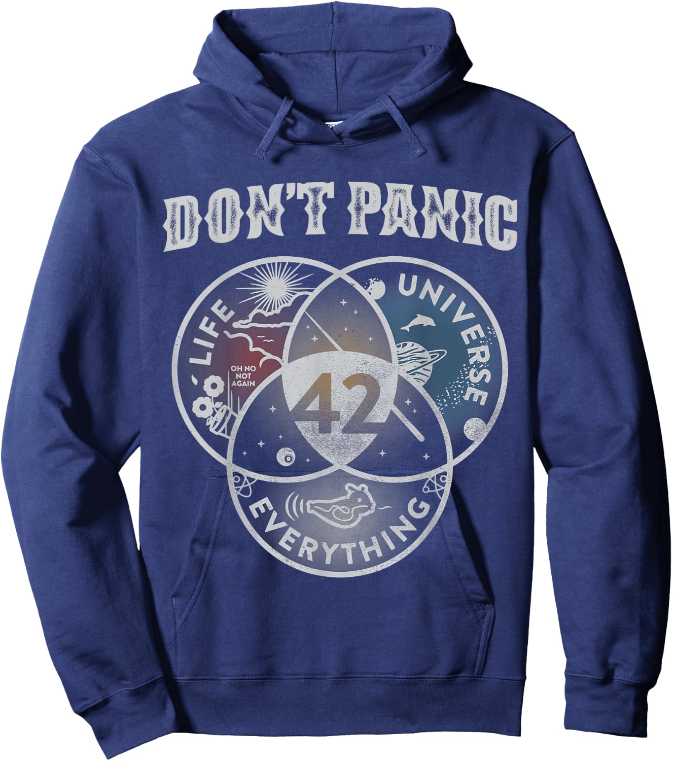 Venn Diagram Don't Panic Life The Universe And Everything 42 Hoodie - Hoodie | Navy