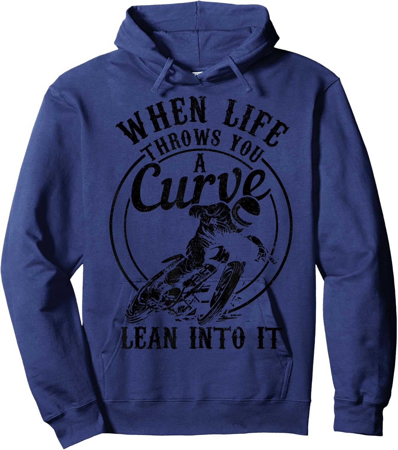 Motorcycle Life Throws You A Curve Lean Into It Racing Biker Hoodie - Hoodie | Navy