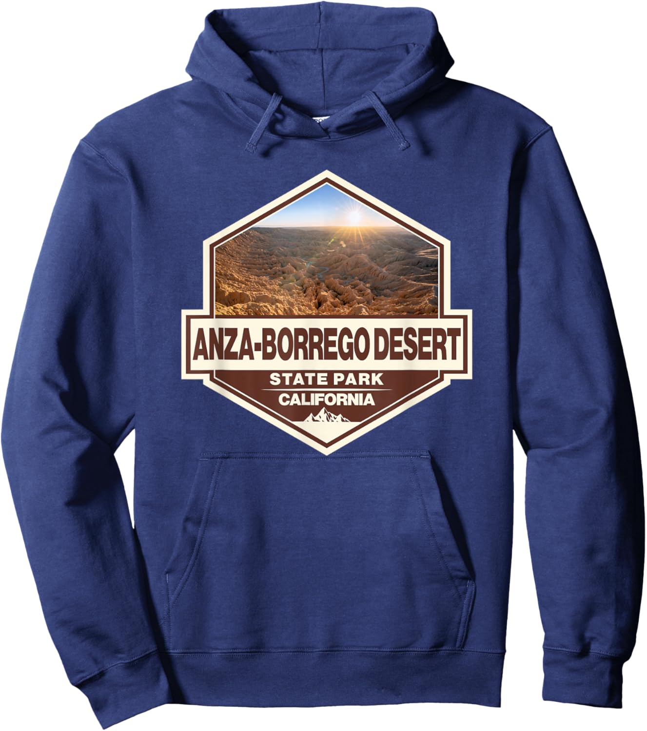 Anza-Borrego Desert California Travel Art Badge Vintage Hoodie - Hoodie | Navy