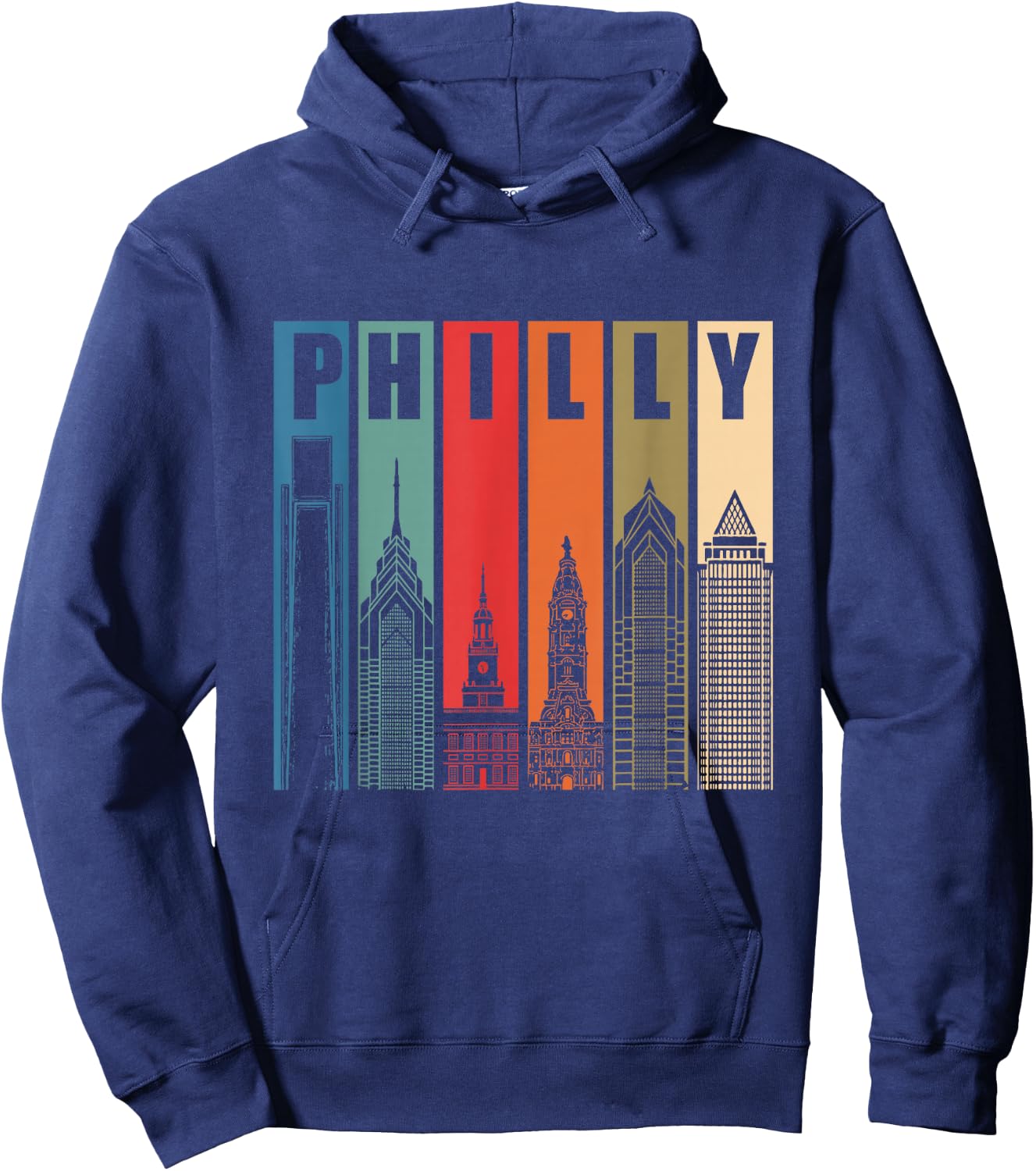 Philly Retro Vintage Philadelphia Skyline Philly City Pride Hoodie - Hoodie | Navy