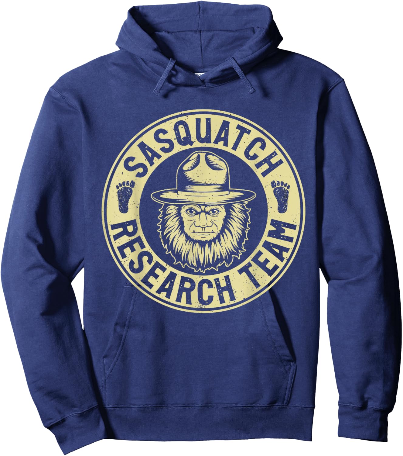 Sasquatch Research Team Bigfoot Vintage Mythical Creature Hoodie - Hoodie | Navy