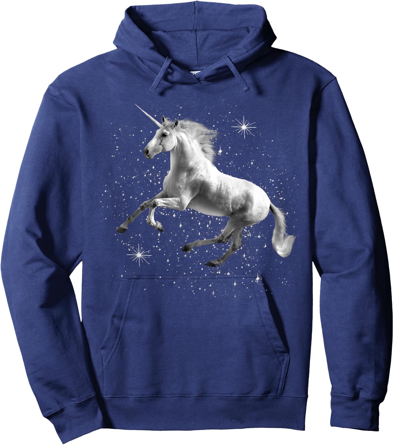 Unicorn Black and White Starry Stars Hoodie - Hoodie | Navy