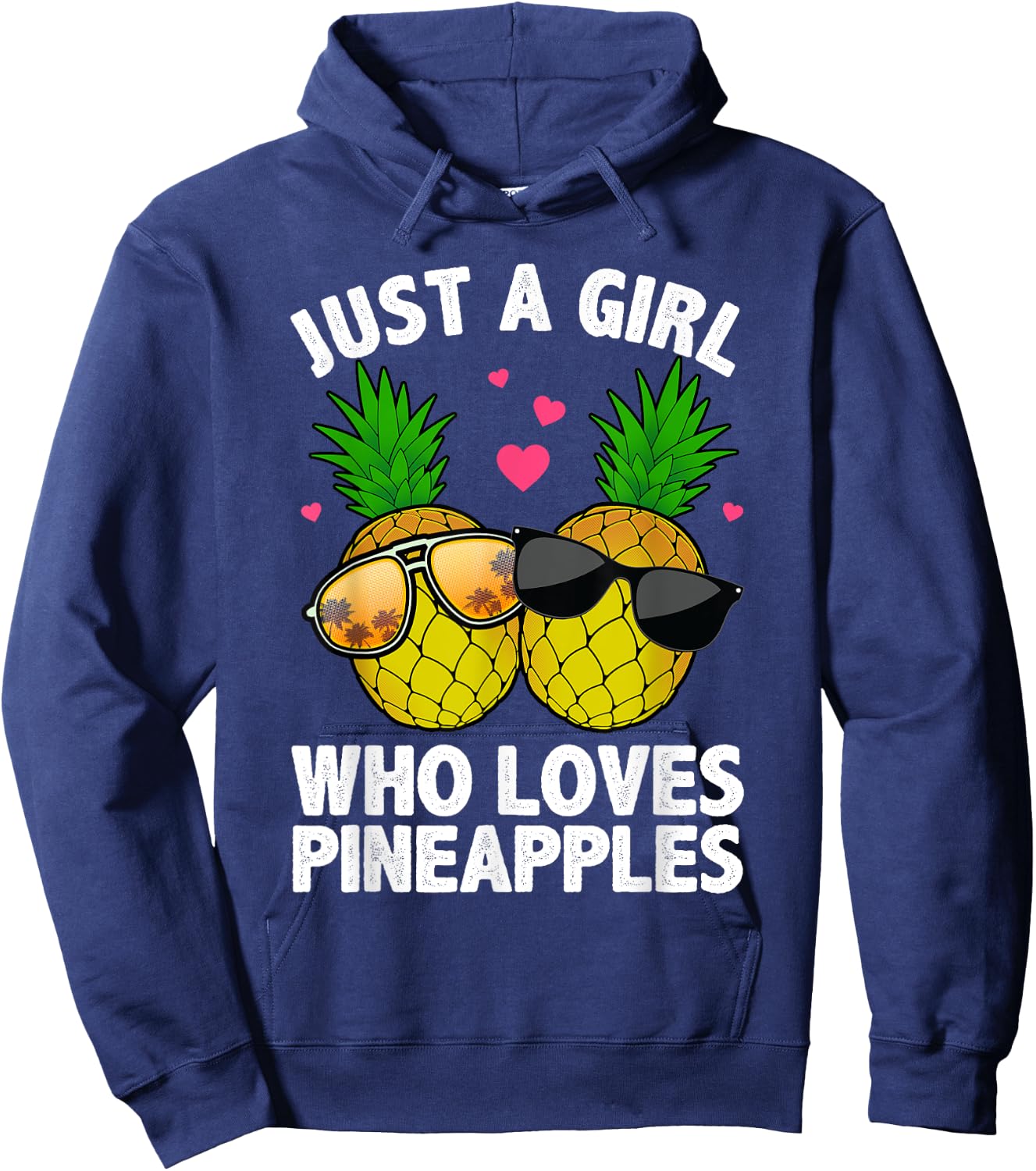 Cool Pineapple Art Girls Hawaiian Aloha Pineapples Hoodie - Hoodie | Navy