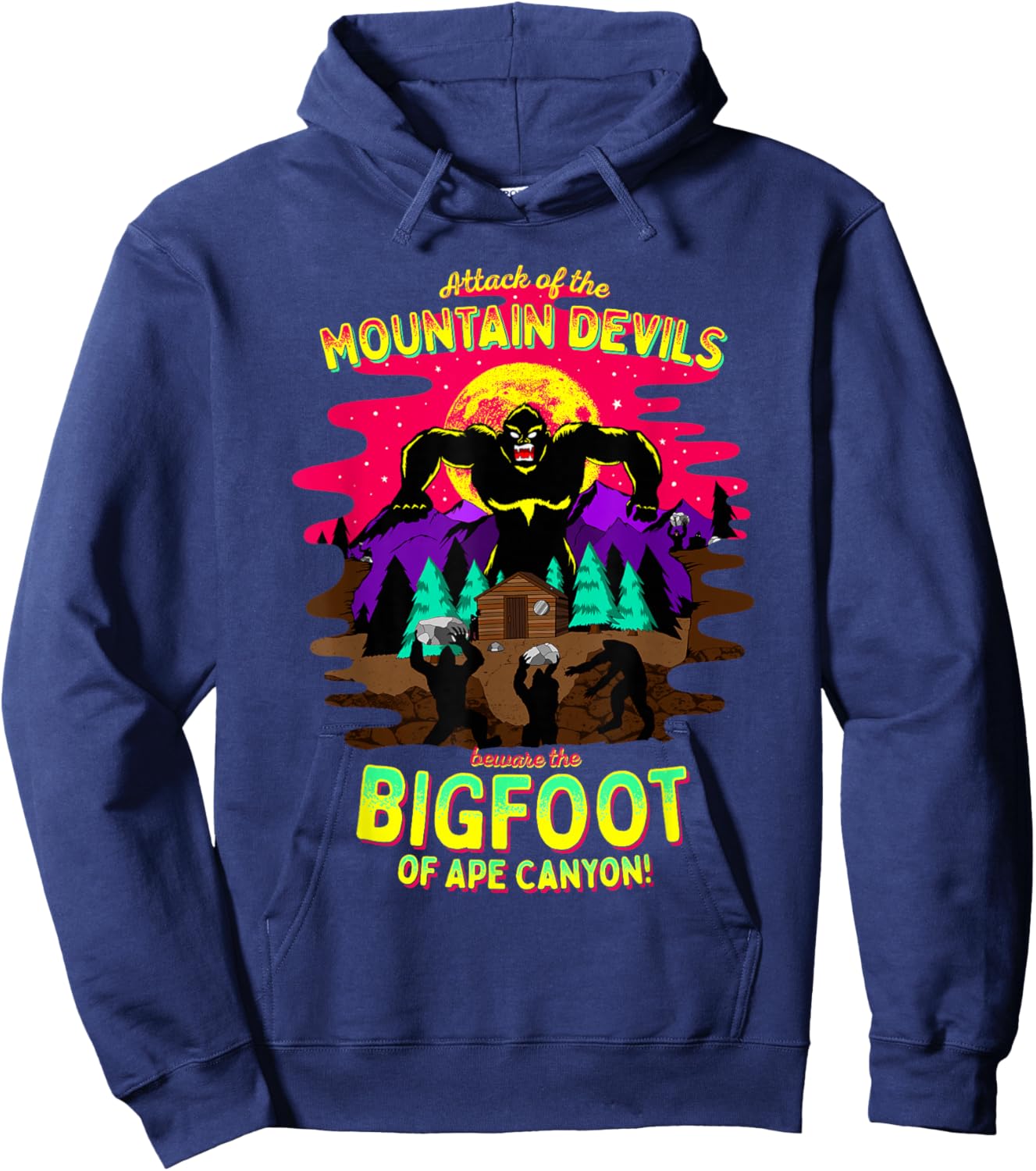Bigfoot Battle of Ape Canyon Mt St Helens 1924 Retro Cryptid Hoodie - Hoodie | Navy