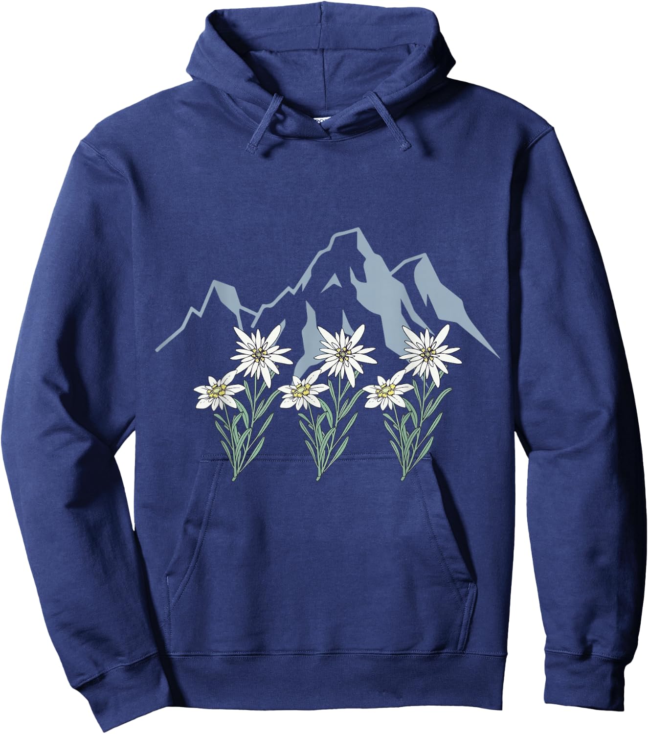 Mountains Switzerland Alps Edelweiss basket alpine flower Hoodie - Hoodie | Navy