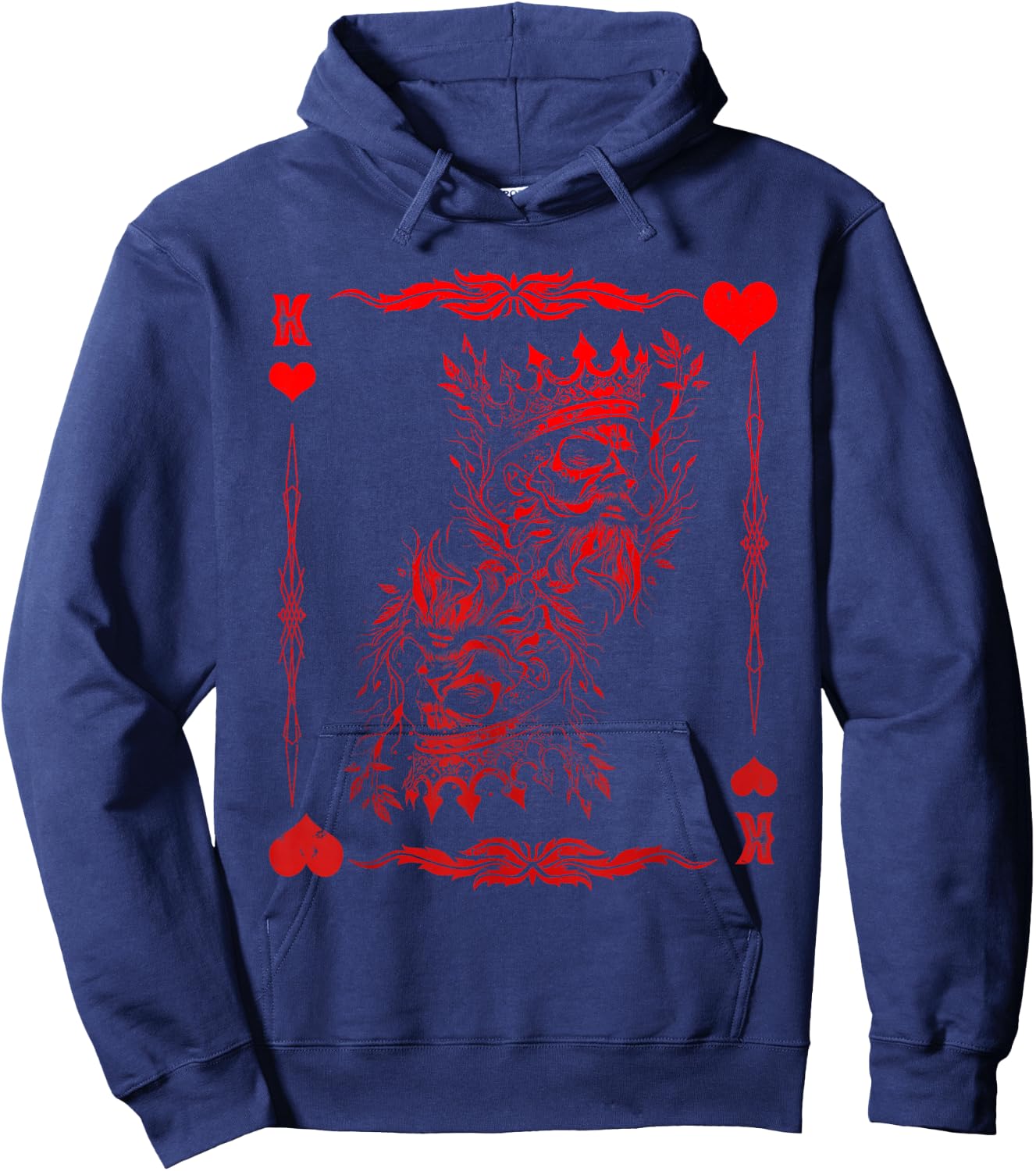 Gothic King of Hearts Creepy Card Game Poker Halloween Hoodie - Hoodie | Navy