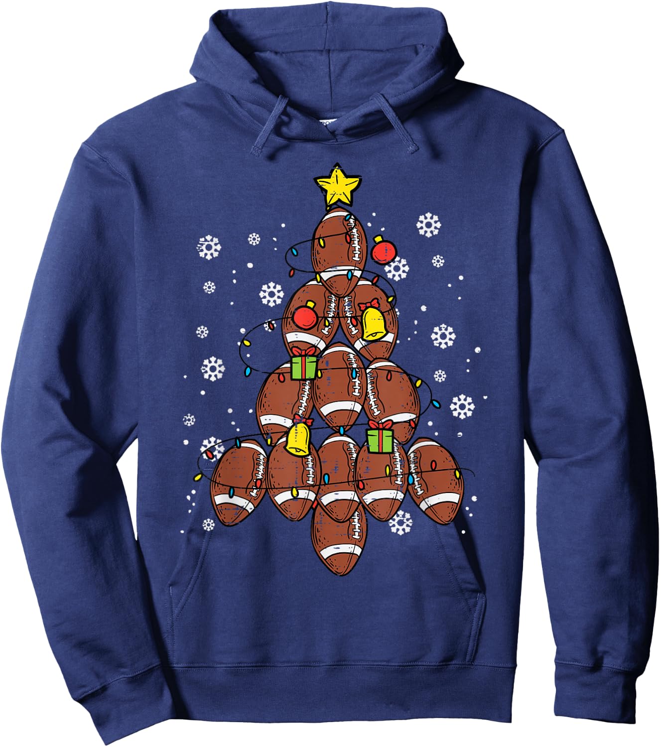 American Football Christmas Tree Xmas Sports Men Women Kids Hoodie - Hoodie | Navy