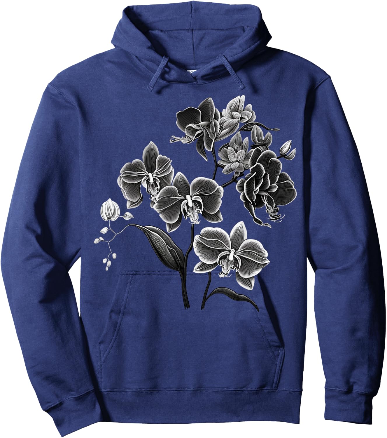 Simple Orchid Flower on black and white Orchid Hoodie - Hoodie | Navy