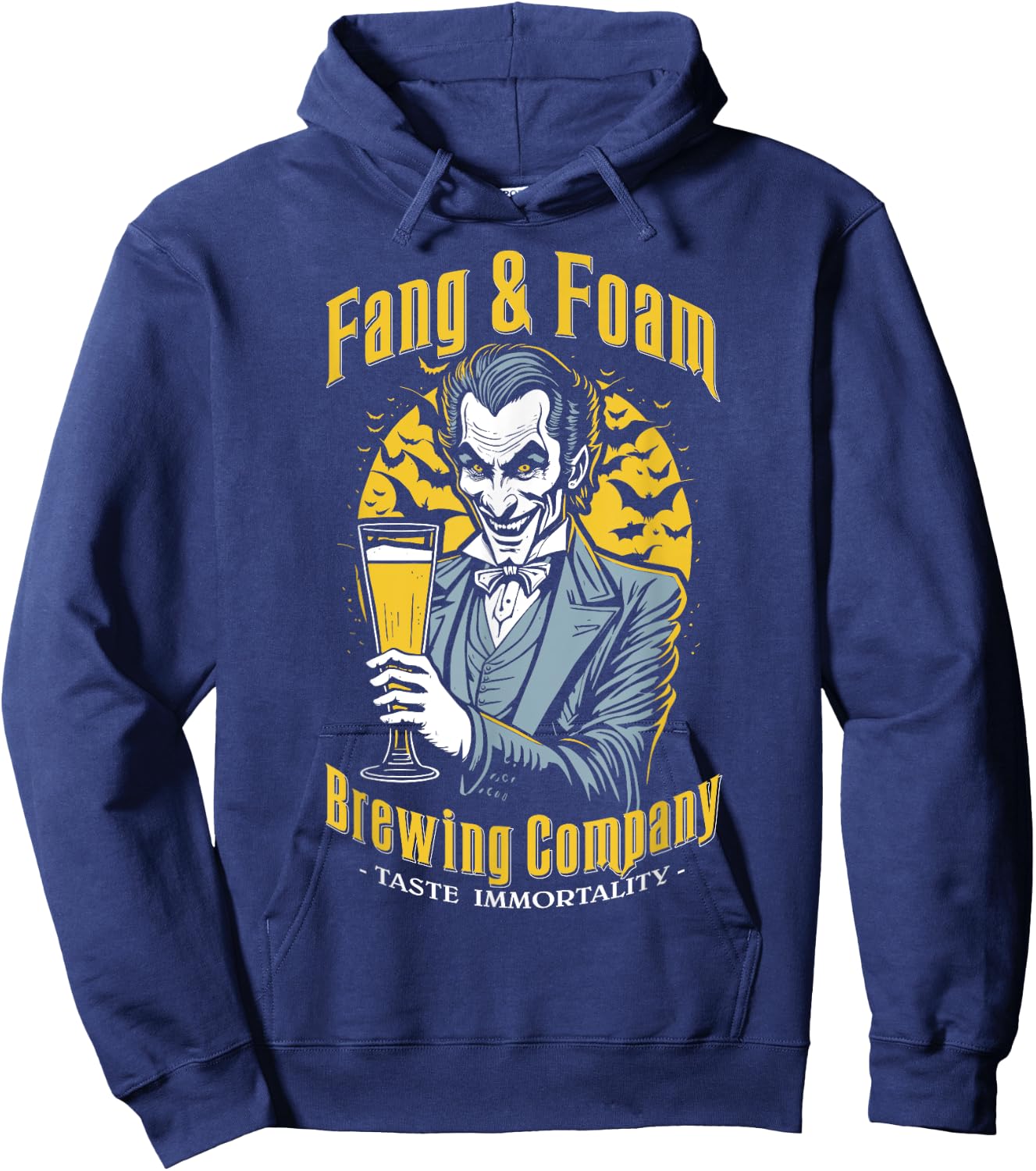 Halloween Beer Funny Gothic Count Dracula Vampire Brewing Hoodie - Hoodie | Navy