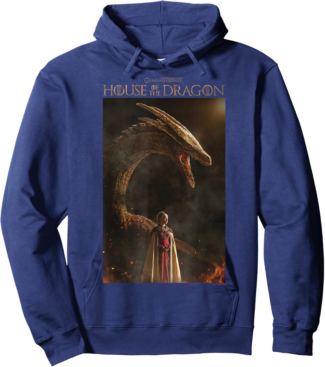 House of the Dragon Rhaenyra Targaryen Syrax Dragon Poster Hoodie - Hoodie | Navy