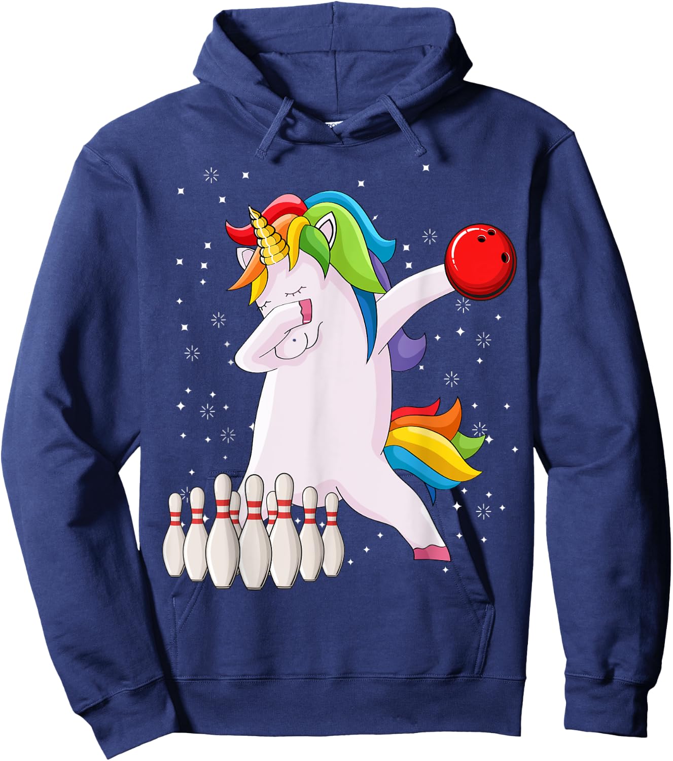 Dabbing Unicorn Bowling Ball Funny Bowling Hoodie - Hoodie | Navy
