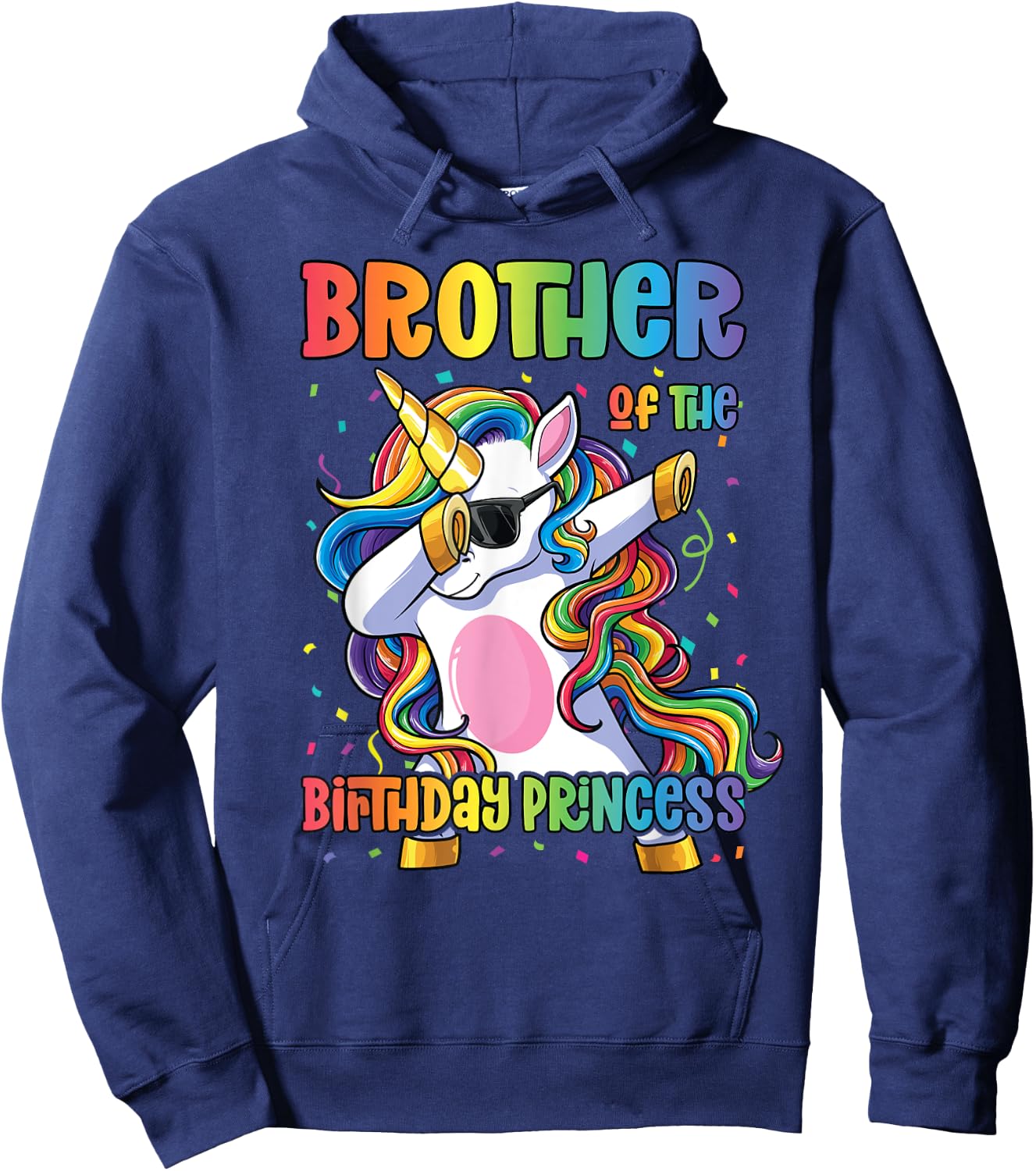 Brother of the Birthday Princess Shirt Girl Dabbing Unicorn Hoodie - Hoodie | Navy
