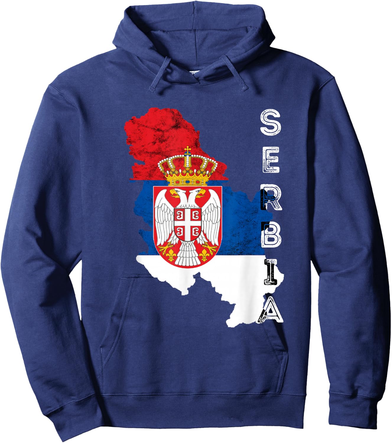 Serbia Vintage Serbian Map Srbija Serbian Flag Serbian Pride Hoodie - Hoodie | Navy