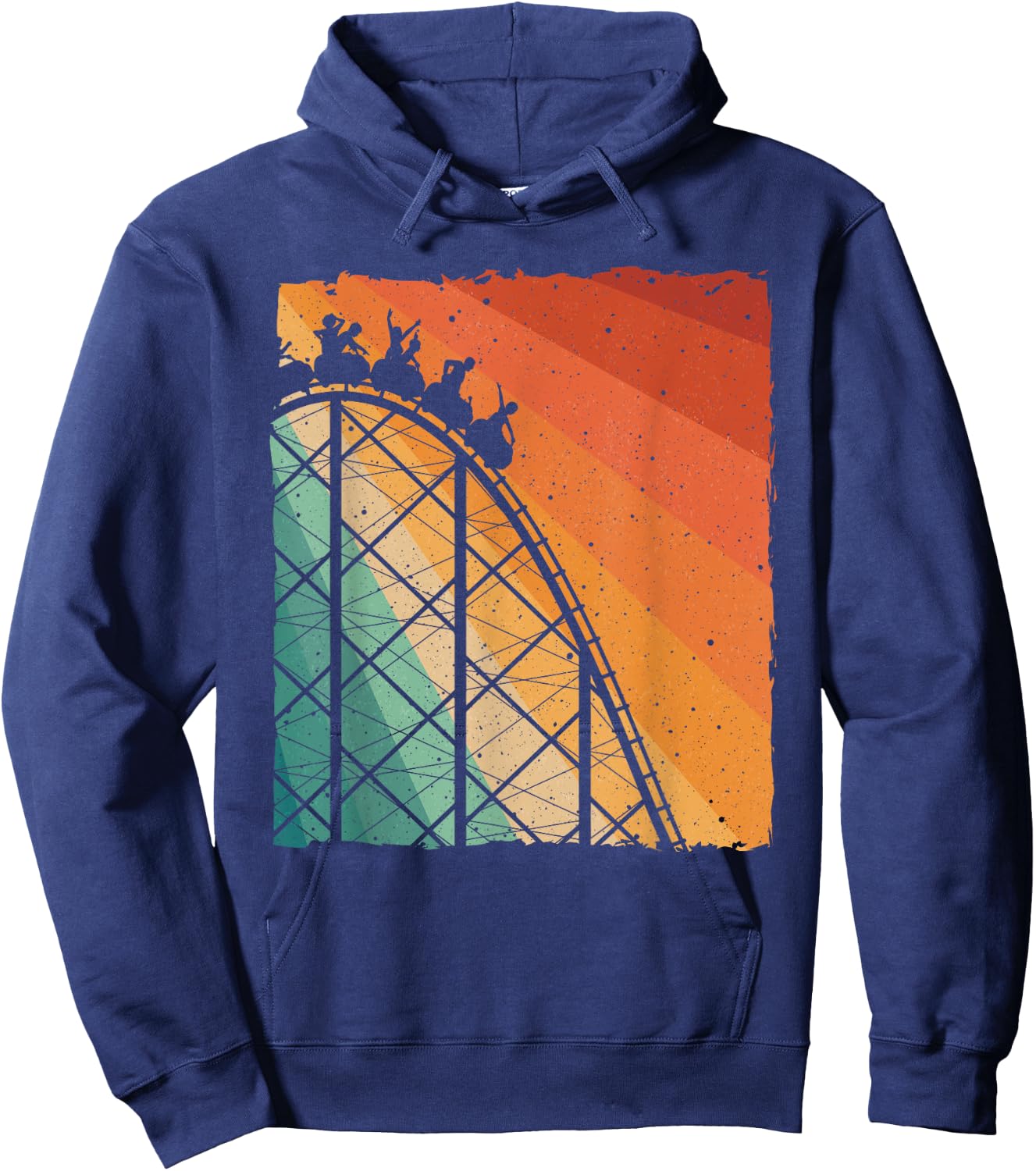 Cute Vintage Roller Coaster Design Men Women Amusement Park Hoodie - Hoodie | Navy