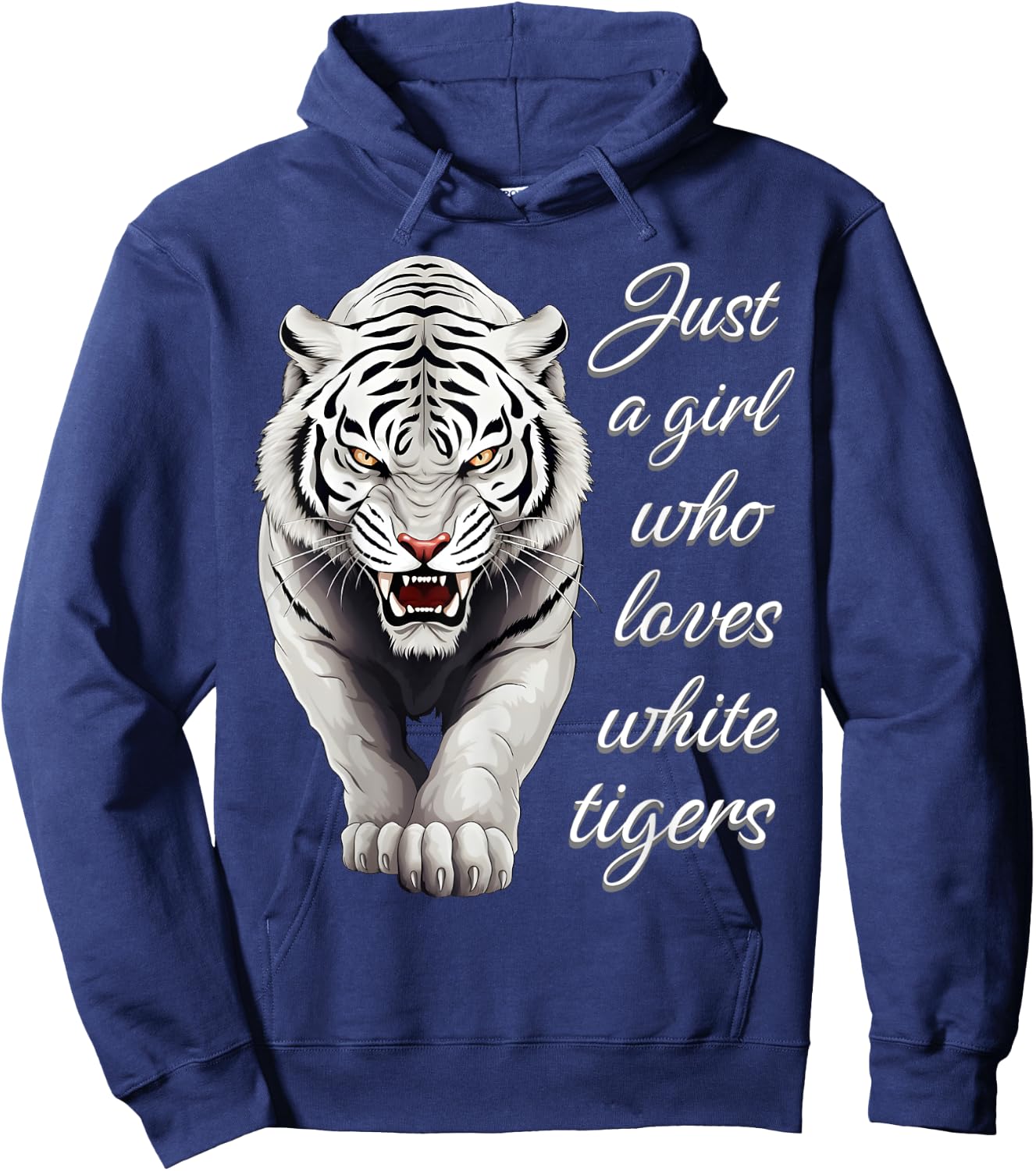 Just A Girl Who Loves White Tigers - Wild Animal Lover Tiger Hoodie - Hoodie | Navy