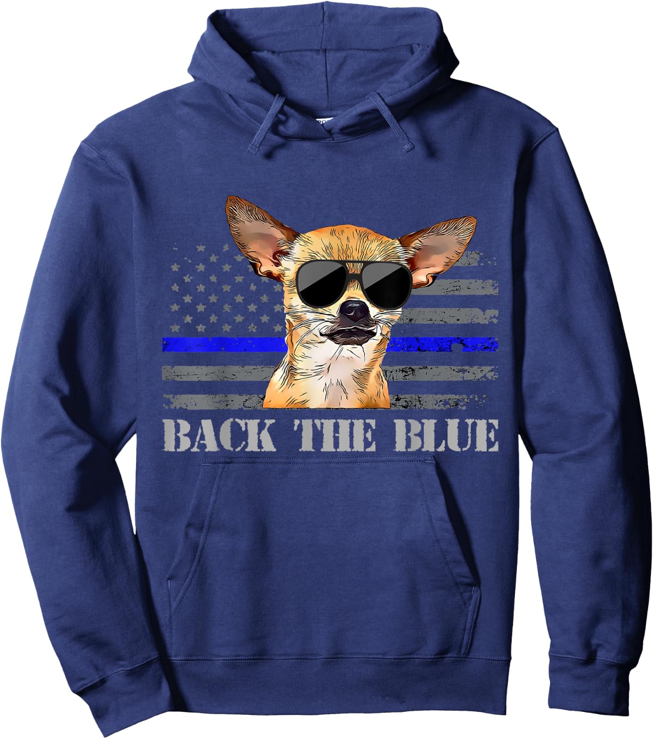 Chihuahua Thin Blue Line American Flag Police Dog Hoodie - Hoodie | Navy