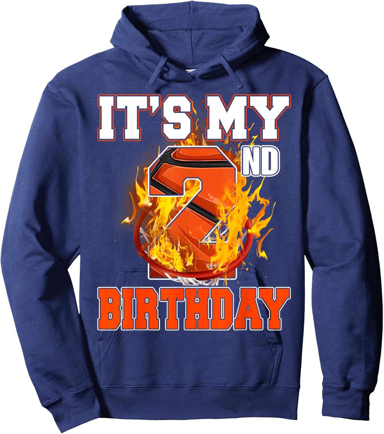 Funny It's My 2nd Birthday 2 Years Old Basketball Ball Boy Hoodie - Hoodie | Navy