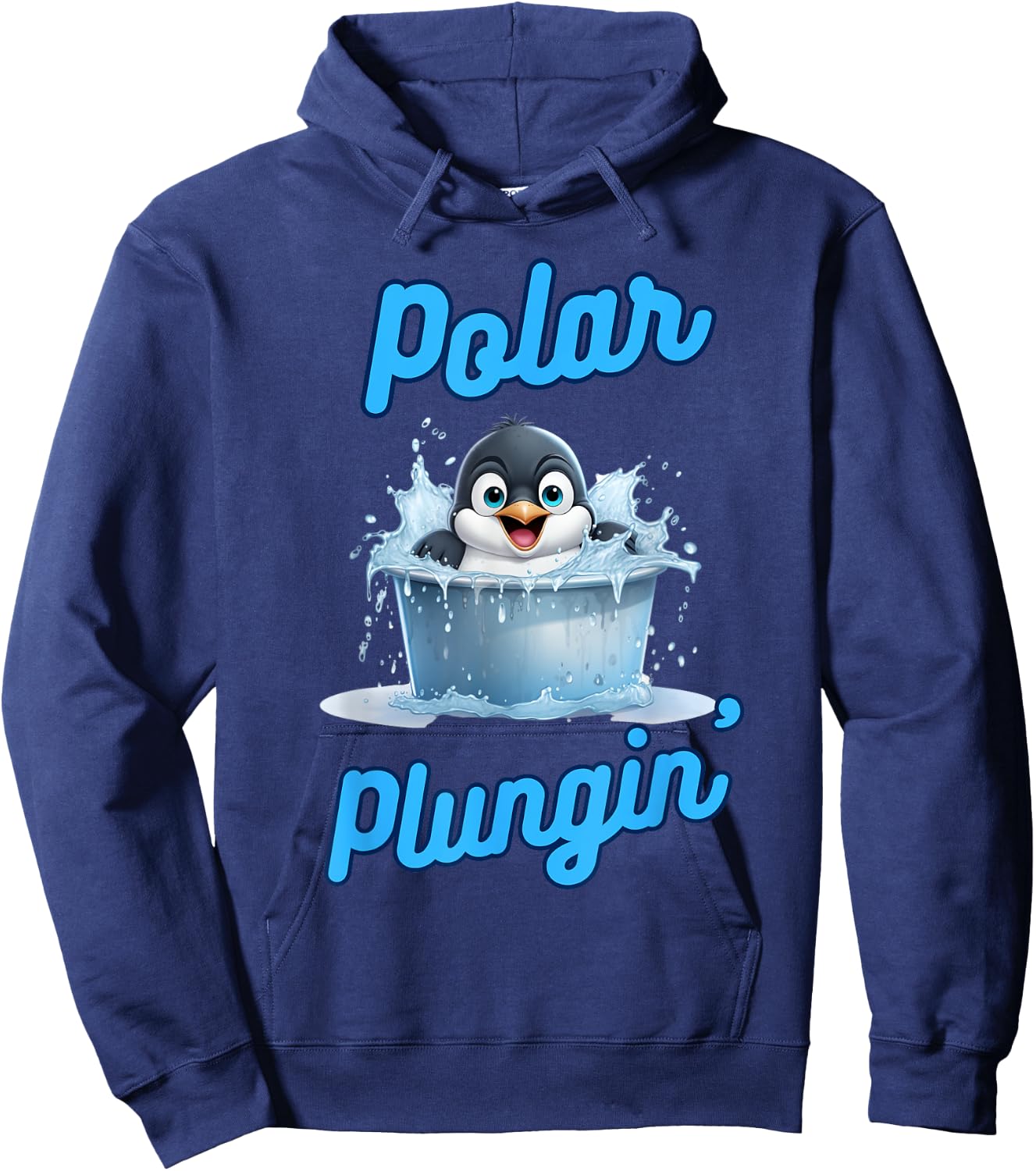 Polar Plungin Penguin Ice Bath Addict Cold Plunge Hoodie - Hoodie | Navy