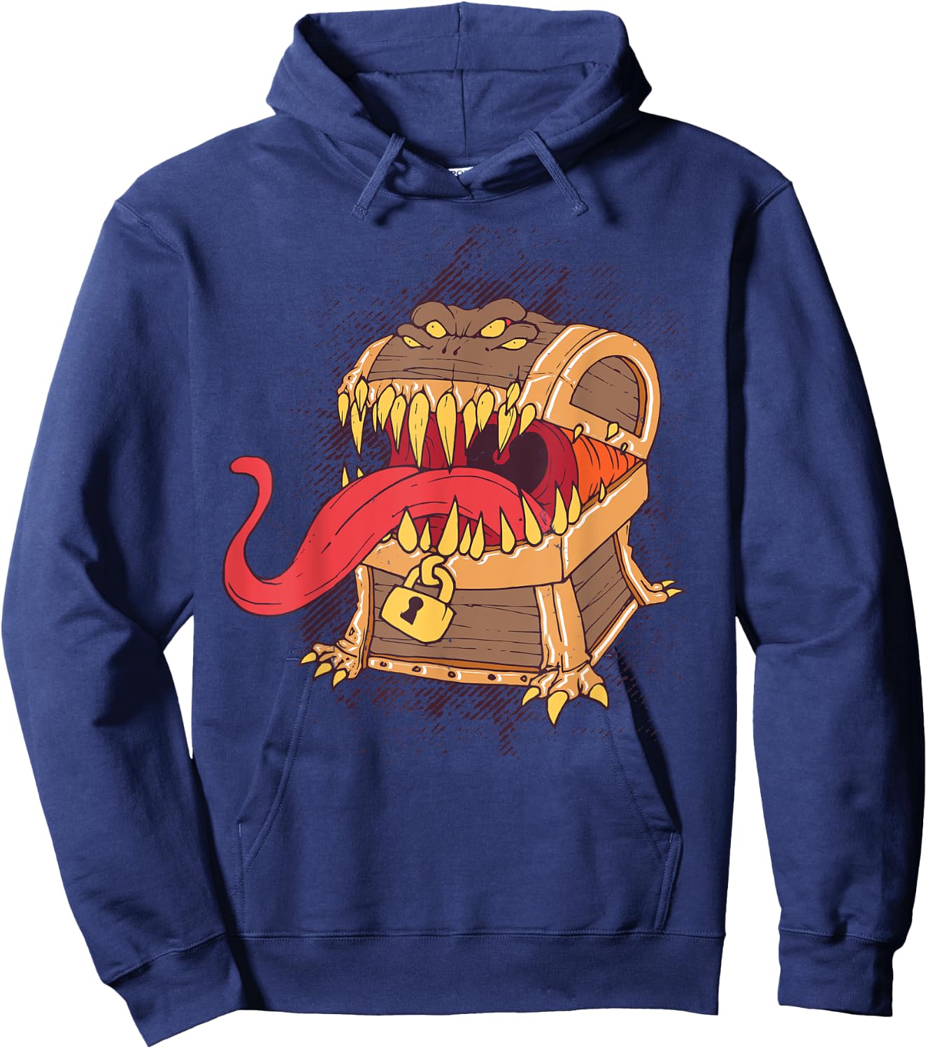 Mimic Dice Chest Treasure Tabletop Game RPG Gaming Gamer Hoodie - Hoodie | Navy