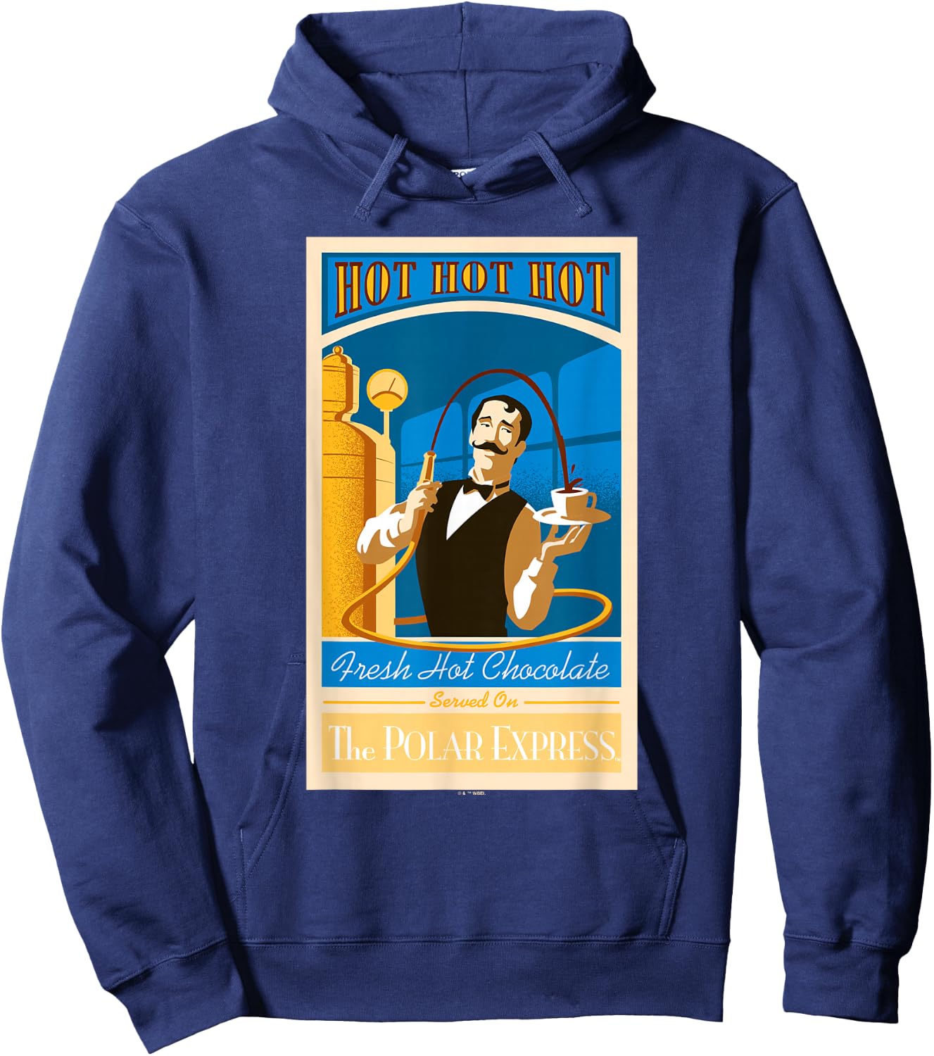 The Polar Express Christmas, Serving Hot, Hot Chocolate Hoodie - Hoodie | Navy