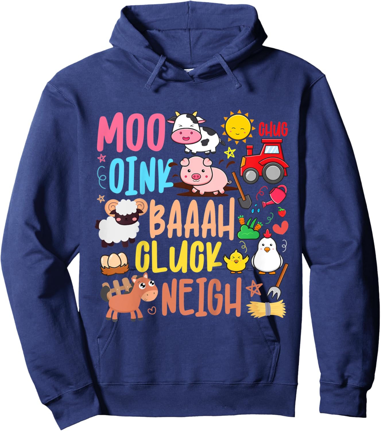 Kids Farm Animals Sounds Oink Baa Neigh Cluck Moo Toddler Farmer Hoodie - Hoodie | Navy