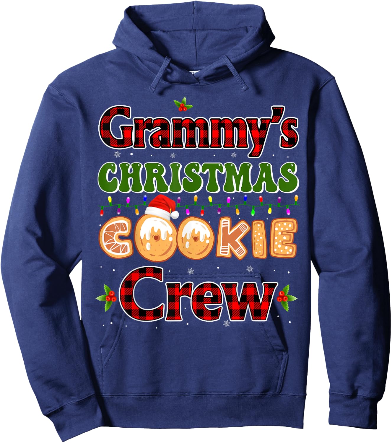 Red Plaid Cute Grammy Christmas Cookie Crew Gingerbread Hoodie - Hoodie | Navy