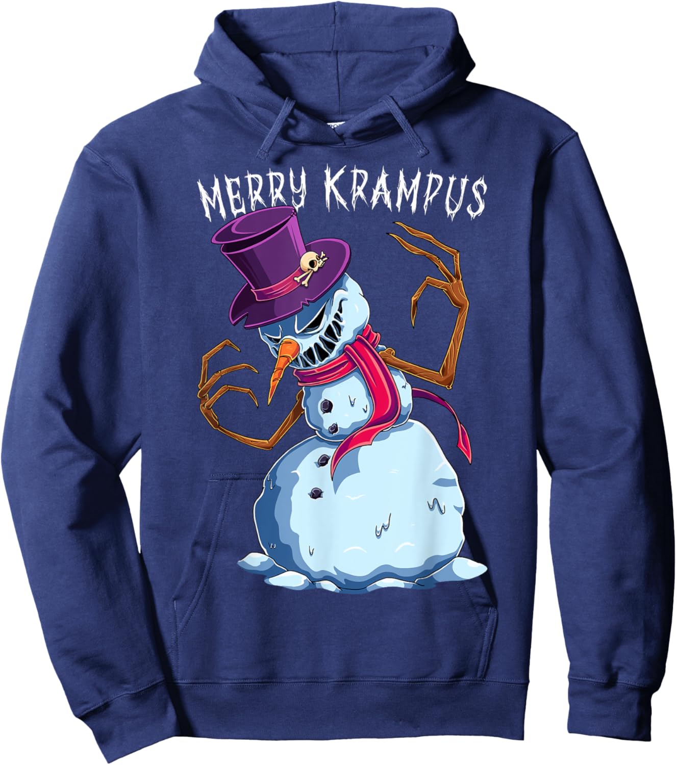 Merry Krampus Snowman Scary Christmas Evil Monster Xmas Hoodie - Hoodie | Navy