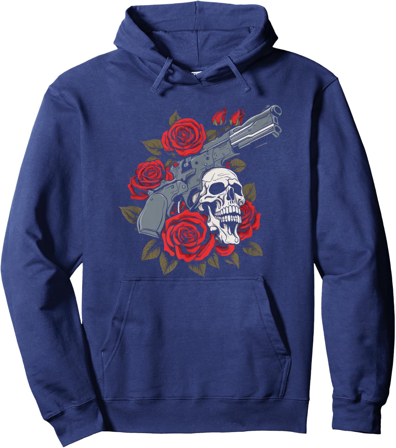 Skeleton Roses 1980s Glam 80s - Guns Rock Music Skull Rose Hoodie - Hoodie | Navy