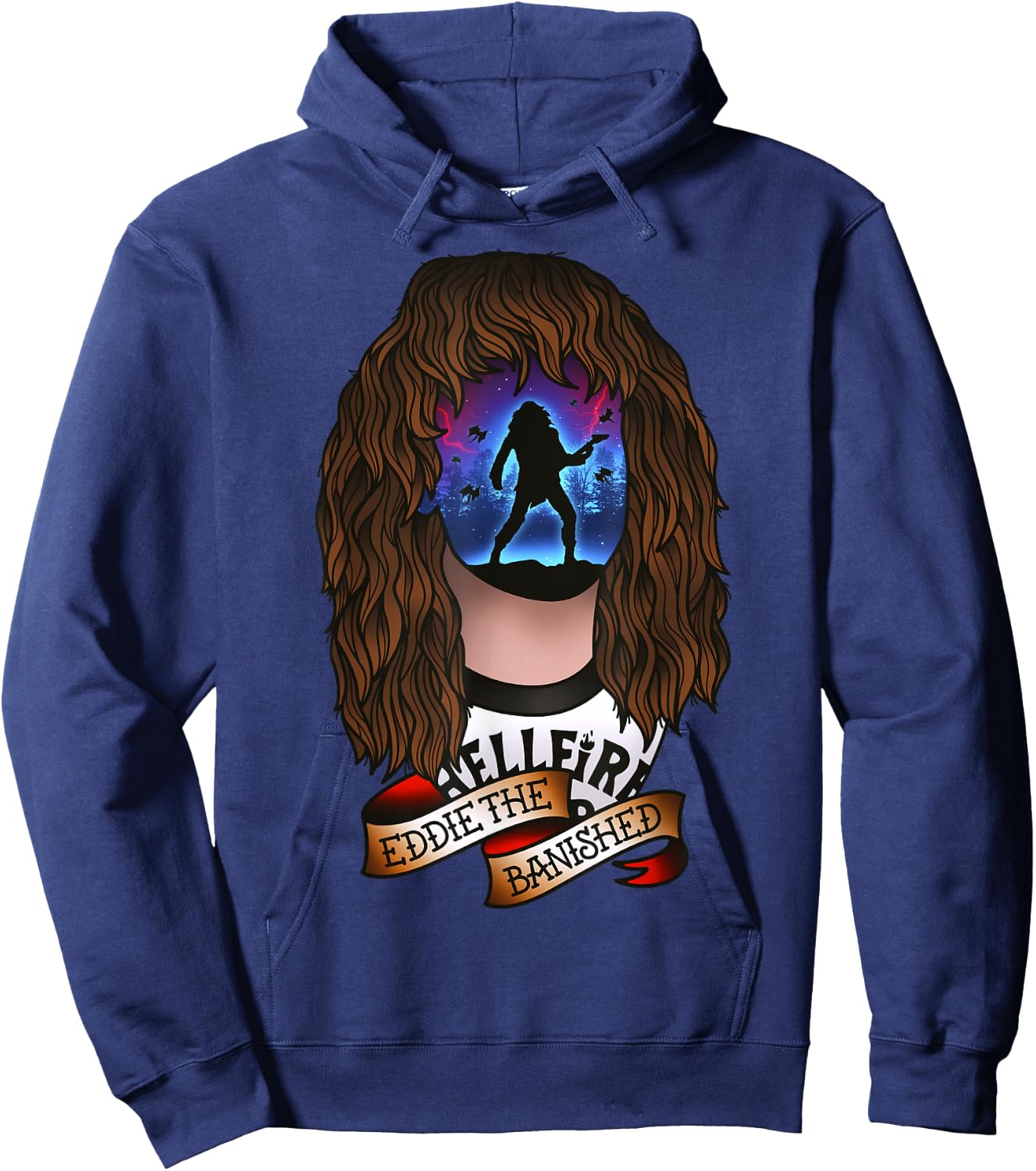 Stranger Things Eddie The Banished Tattoo Style Epic Scene Hoodie - Hoodie | Navy