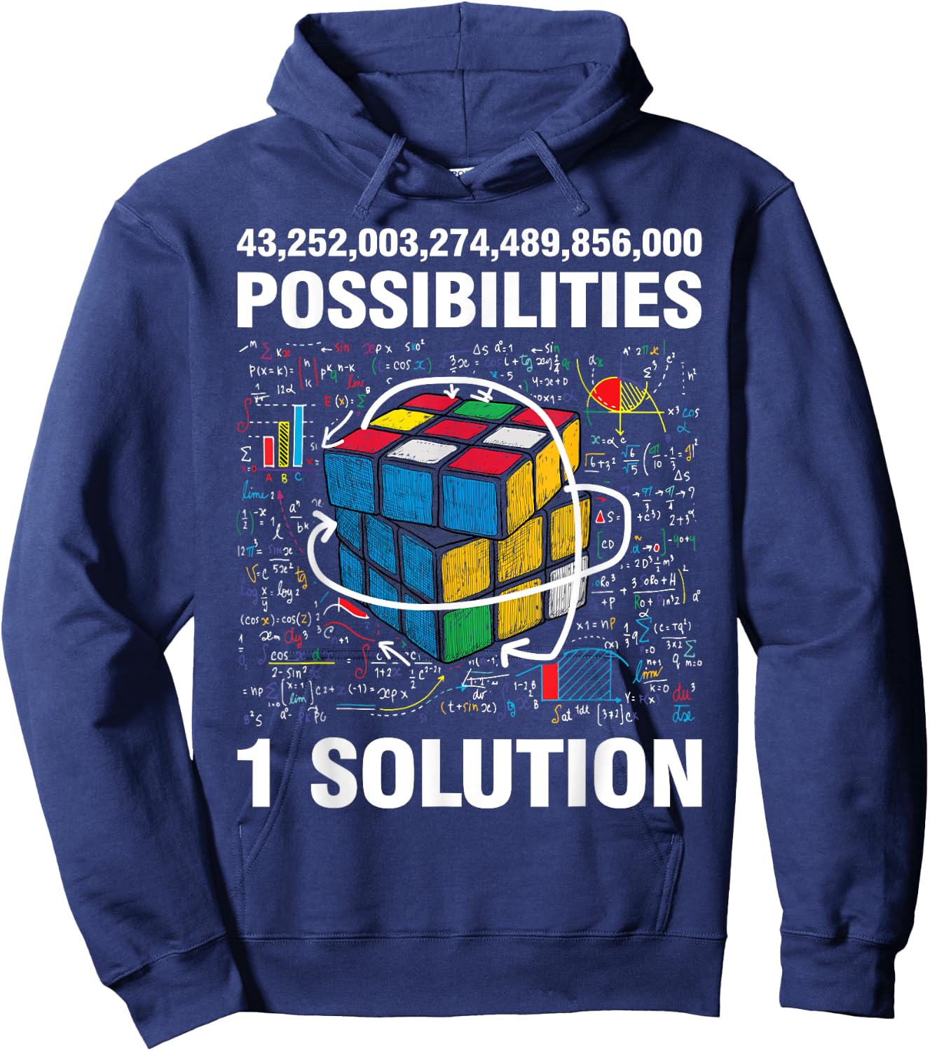 Funny Speed Cubing One Solution Math Lovers Boys Girls Hoodie - Hoodie | Navy