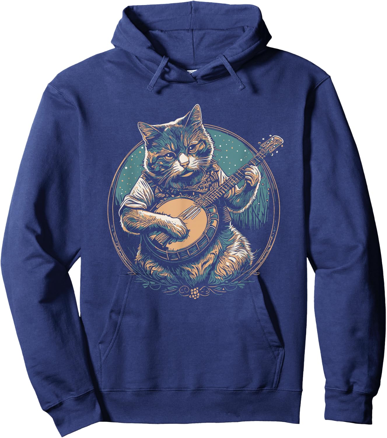 Cute Banjo-Playin' Kitty Cat Funny Bluegrass Music Women Kids Hoodie - Hoodie | Navy