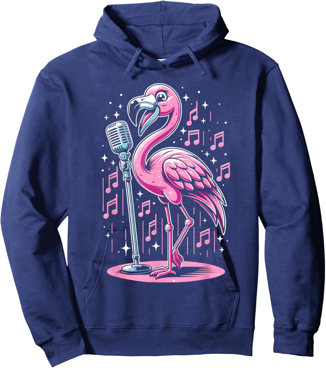 Flamingo Singing Singer Musician Choir Music Lover Hoodie - Hoodie | Navy